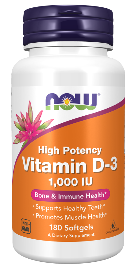 Vitamin D-3 1000 IU High Potency Vitamin 180 μαλακές κάψουλες - Now