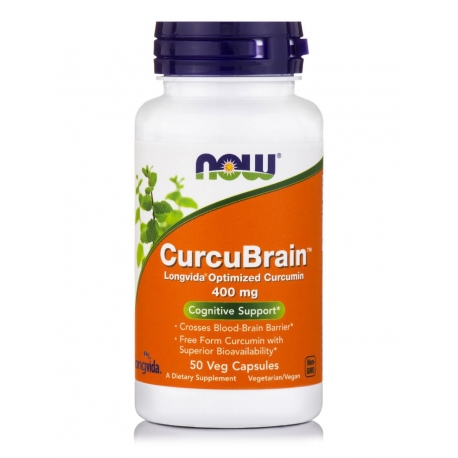 CurcuBrain 400 mg 50 Veg Capsules - Now Foods