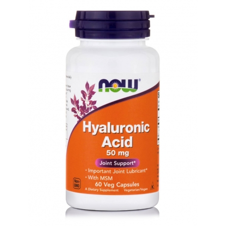 Hyaluronic Acid with MSM, 50mg - 60 vcaps NOW Foods
